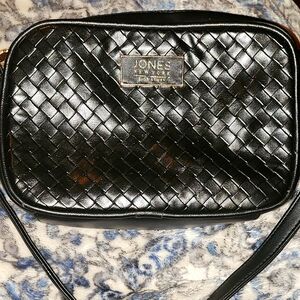 UC Jones New York Quilted Black Patent Leather Crossbody Bag